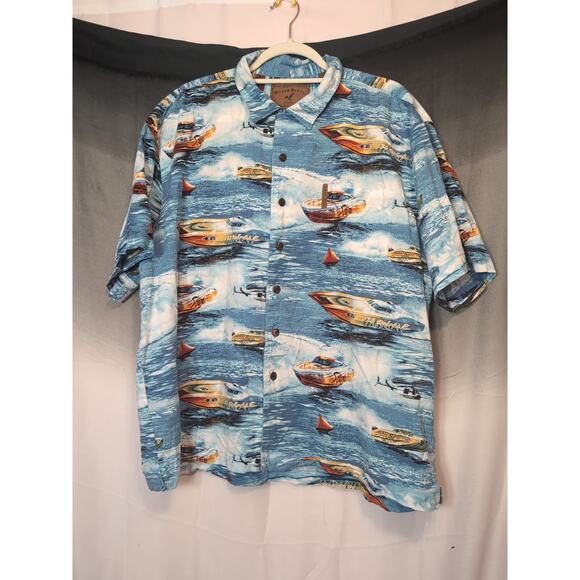 Vintage North River Men’s Hawaiian Shirt Speed Boats Size XL(206) - Picture 1 of 9